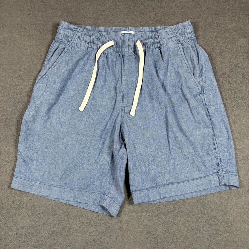 Old Navy Shorts Mens Small Blue Chambray Drawstring Elastic Waist Casual